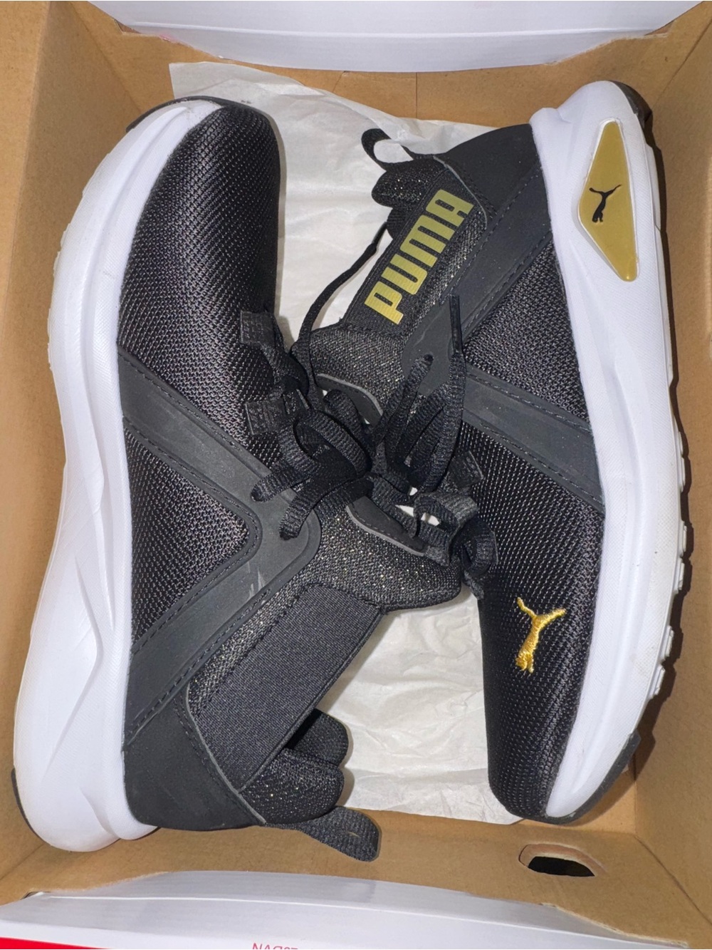 Puma Black and Gold Running Shoes